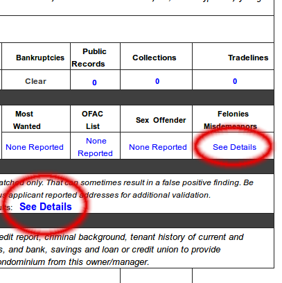 Reviewing a background screening report Screenshot of how to review a screening report - Step 7